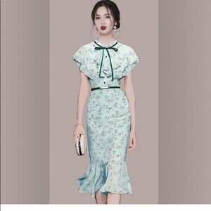 French Style Chiffon Mermaid Dress Female Sexy Elegant Beach Boho Korean Dress
